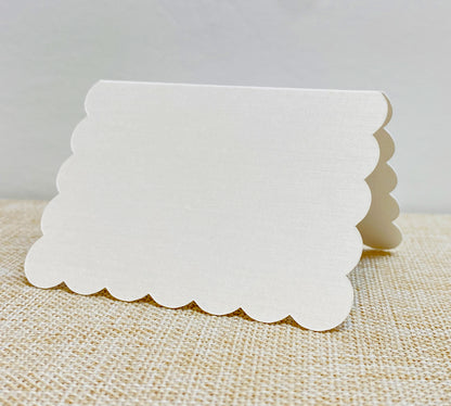 White Scalloped Edge Place Cards for Weddings , Showers, and Dinner Parties, 10 Per Package - Gallery360 Designs