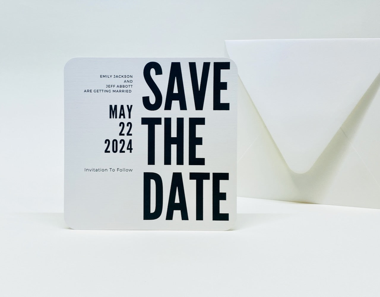 Modern Save the Date Card in Black and White, Set of 10 ( 5 x 5) - Gallery360 Designs