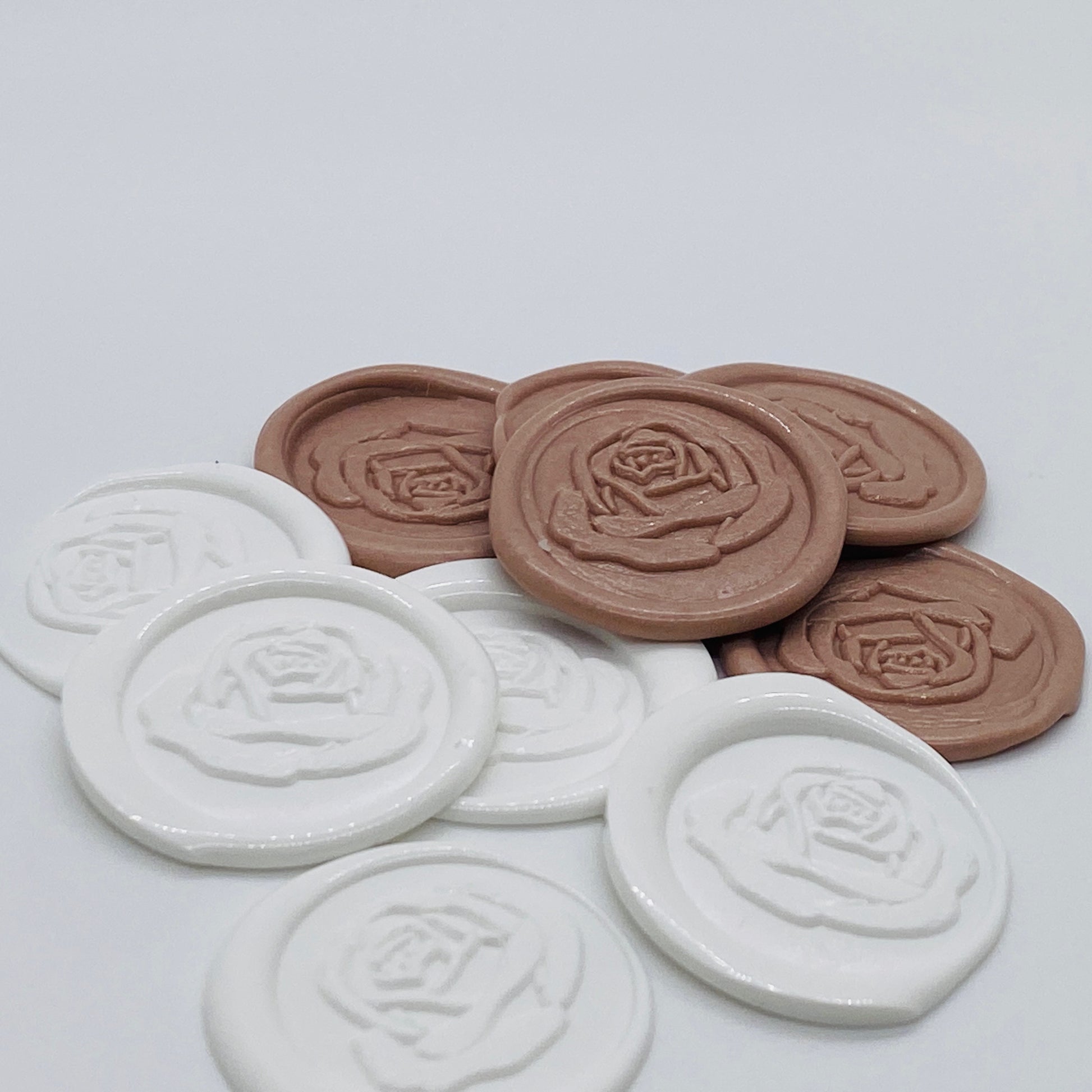 Wax Seals, Rose Wax Seal in White and Taupe, Pack of 10 - Gallery360 Designs