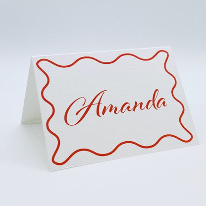 Wavy Border Place Cards Template, Editable Wedding Stationery - Gallery360 Designs
